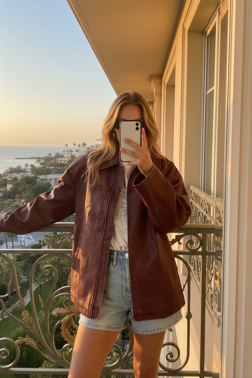 Oversized Faux Leather Jacket