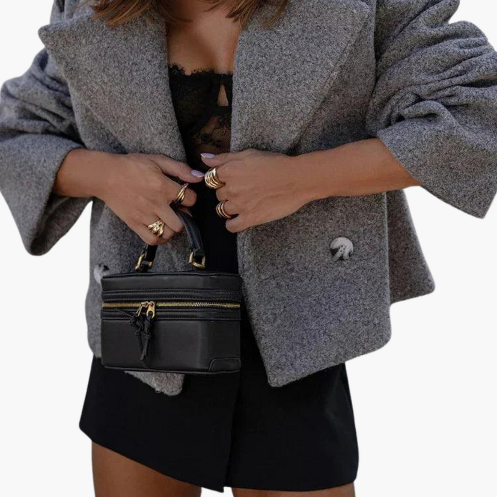 Cropped Woven Leather Jacket