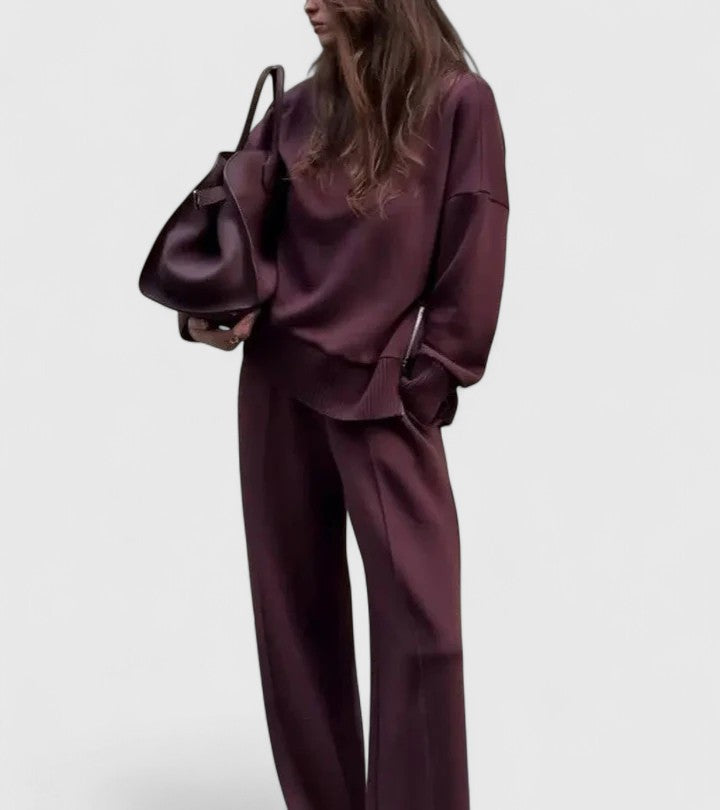 High Neck Knit Wide Leg Set