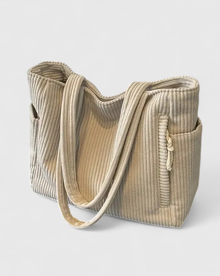 Ribbed Cord Detail Tote Bag