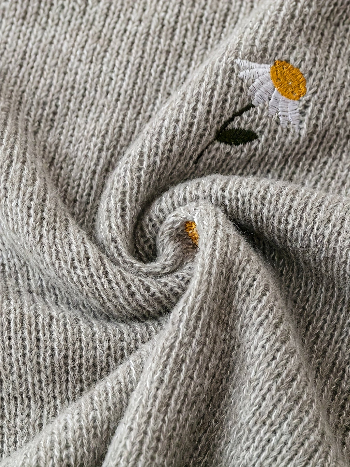 Embroidered Floral Crew Neck Knit Jumper