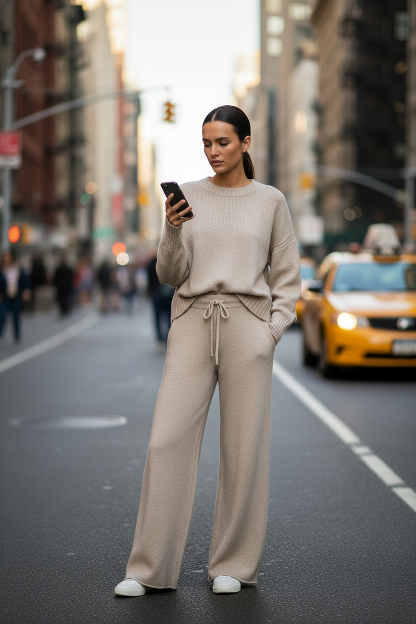 Knit Sweater Wide Leg Co-Ord Set