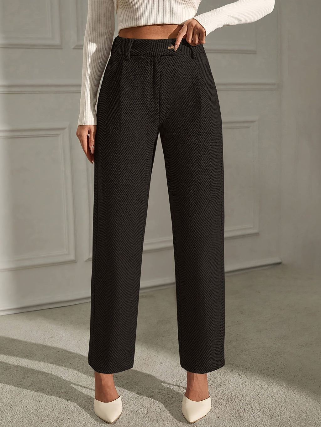 High Waist Straight Leg Trousers