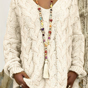 Women's Cable-Knit V-Neck Relaxed Sweater