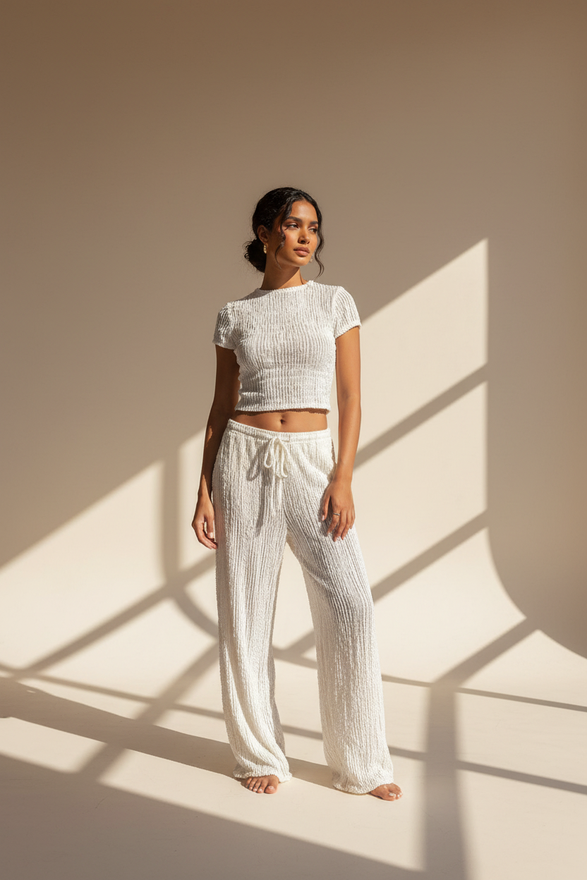 Drawstring Wide Leg Trousers