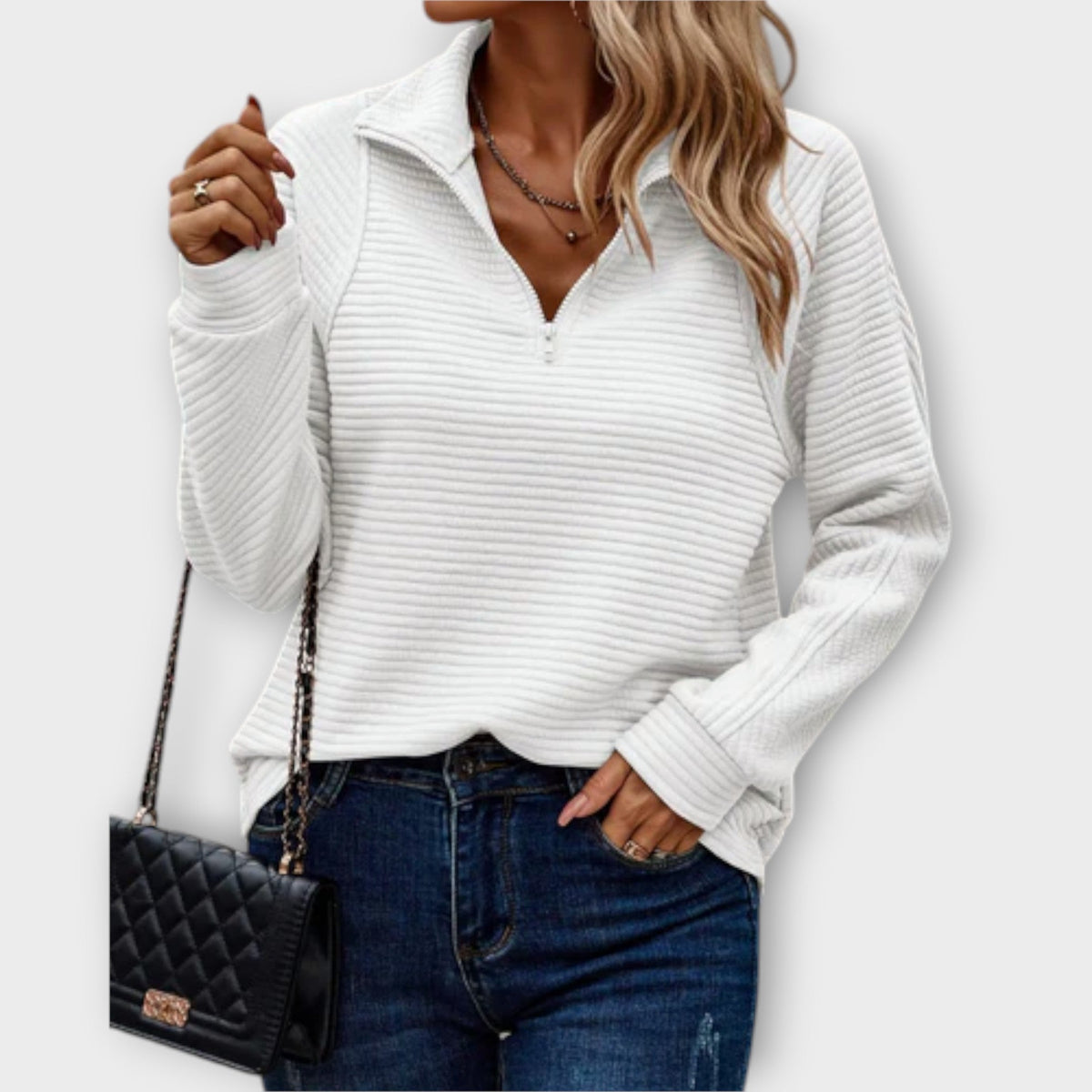 Zip V-Neck Comfortable Knit Jumper