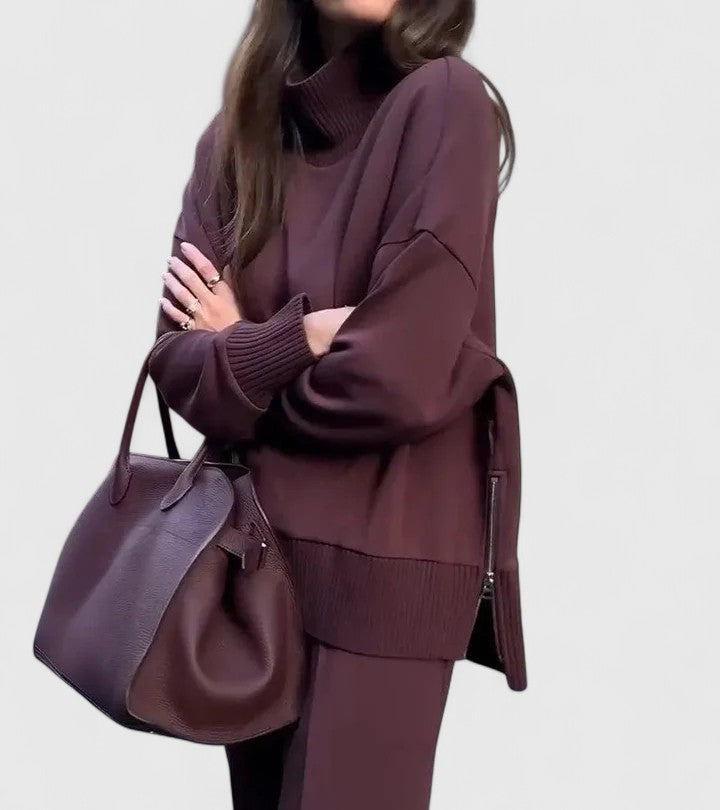 High Neck Knit Wide Leg Set