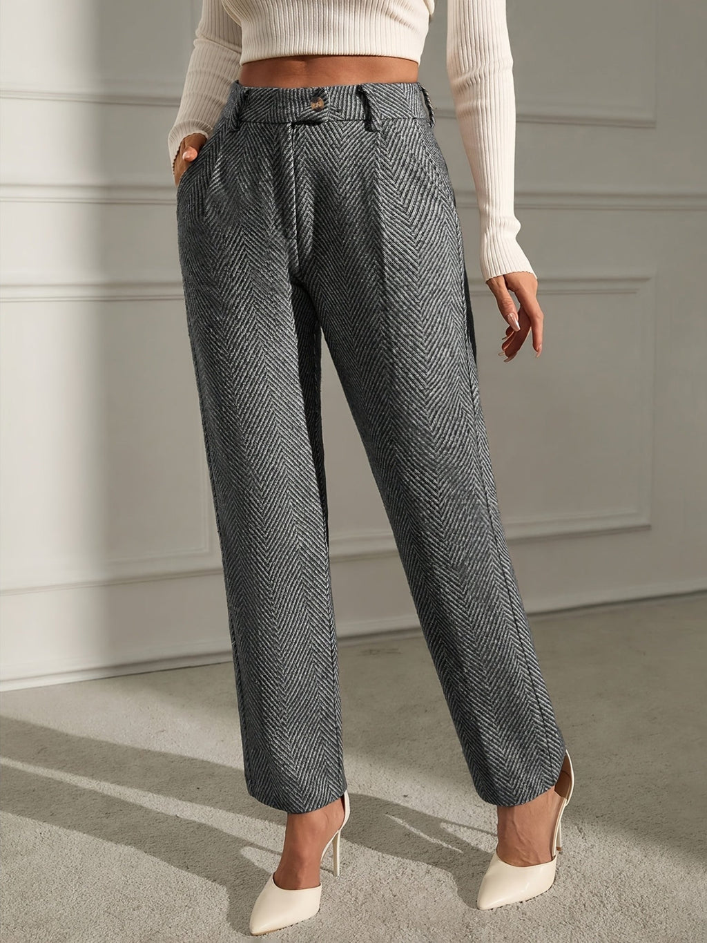 High Waist Straight Leg Trousers