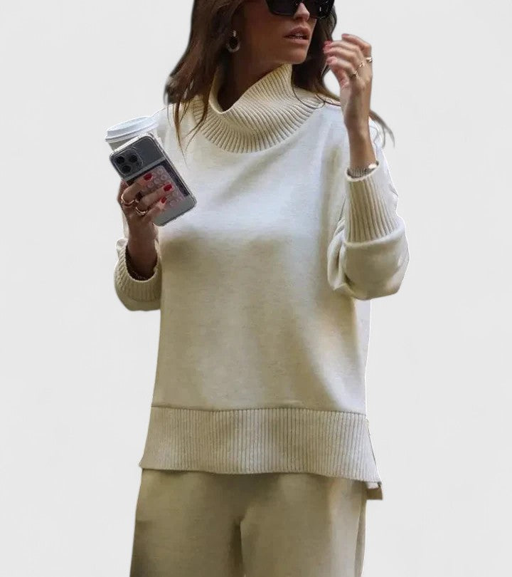 High Neck Knit Wide Leg Set