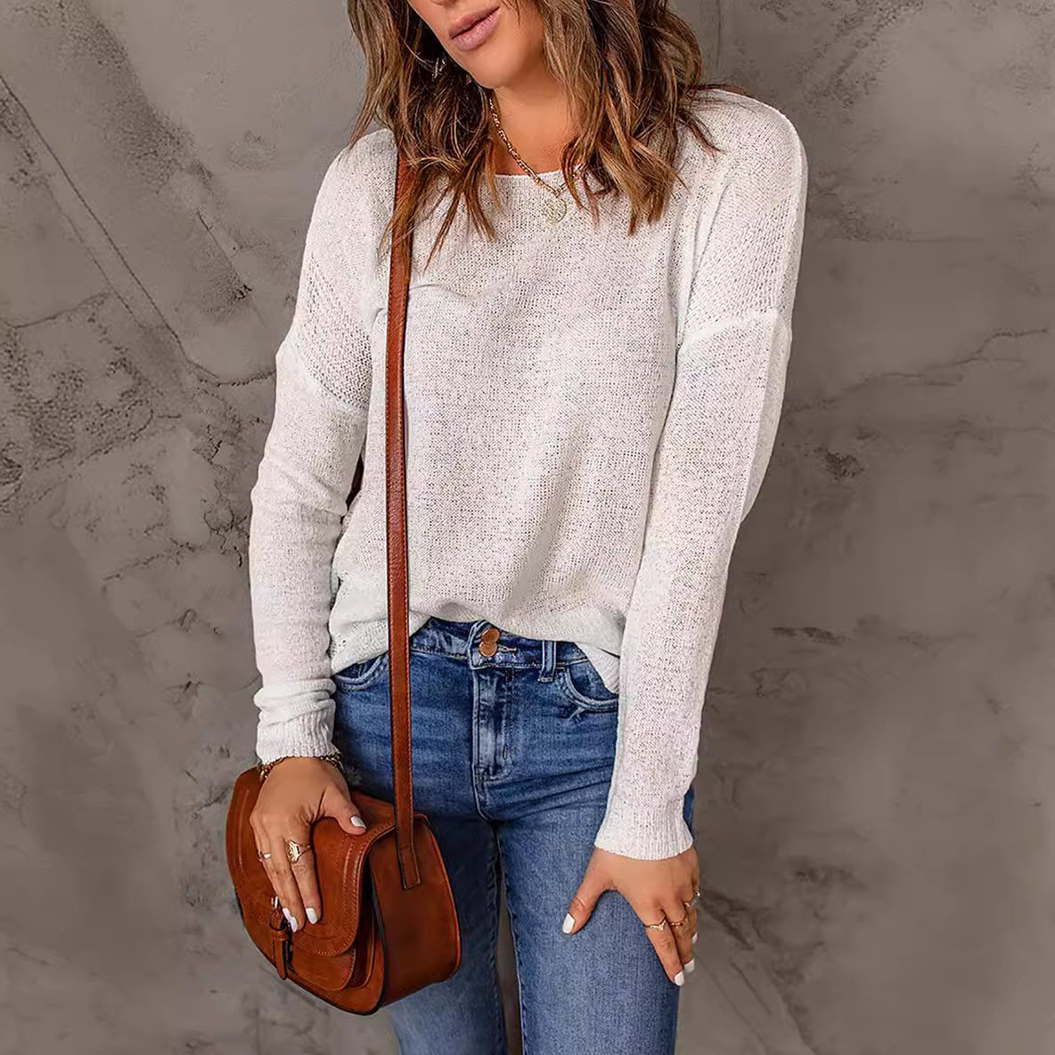 Lightweight Fine Knit Crew Neck Jumper