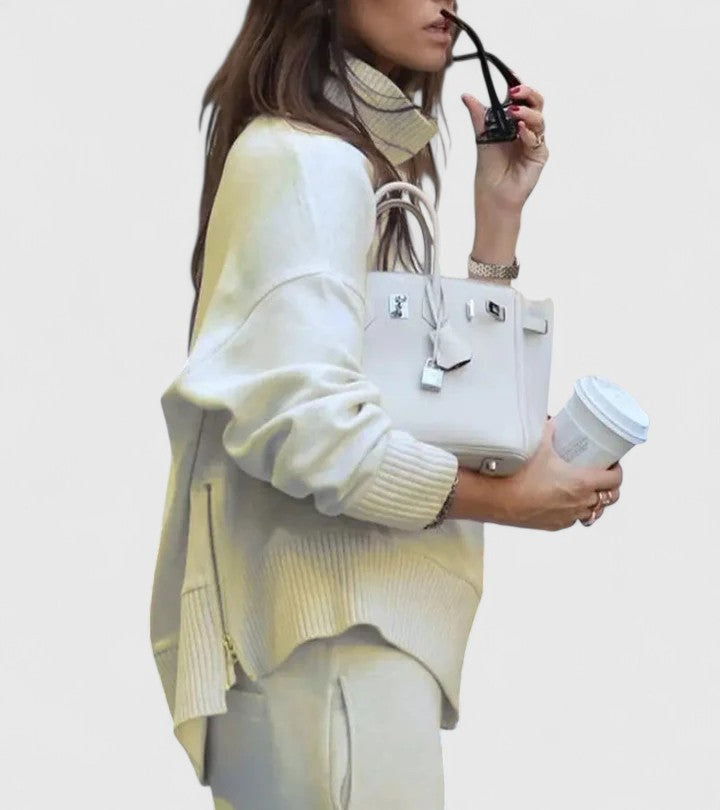 High Neck Knit Wide Leg Set