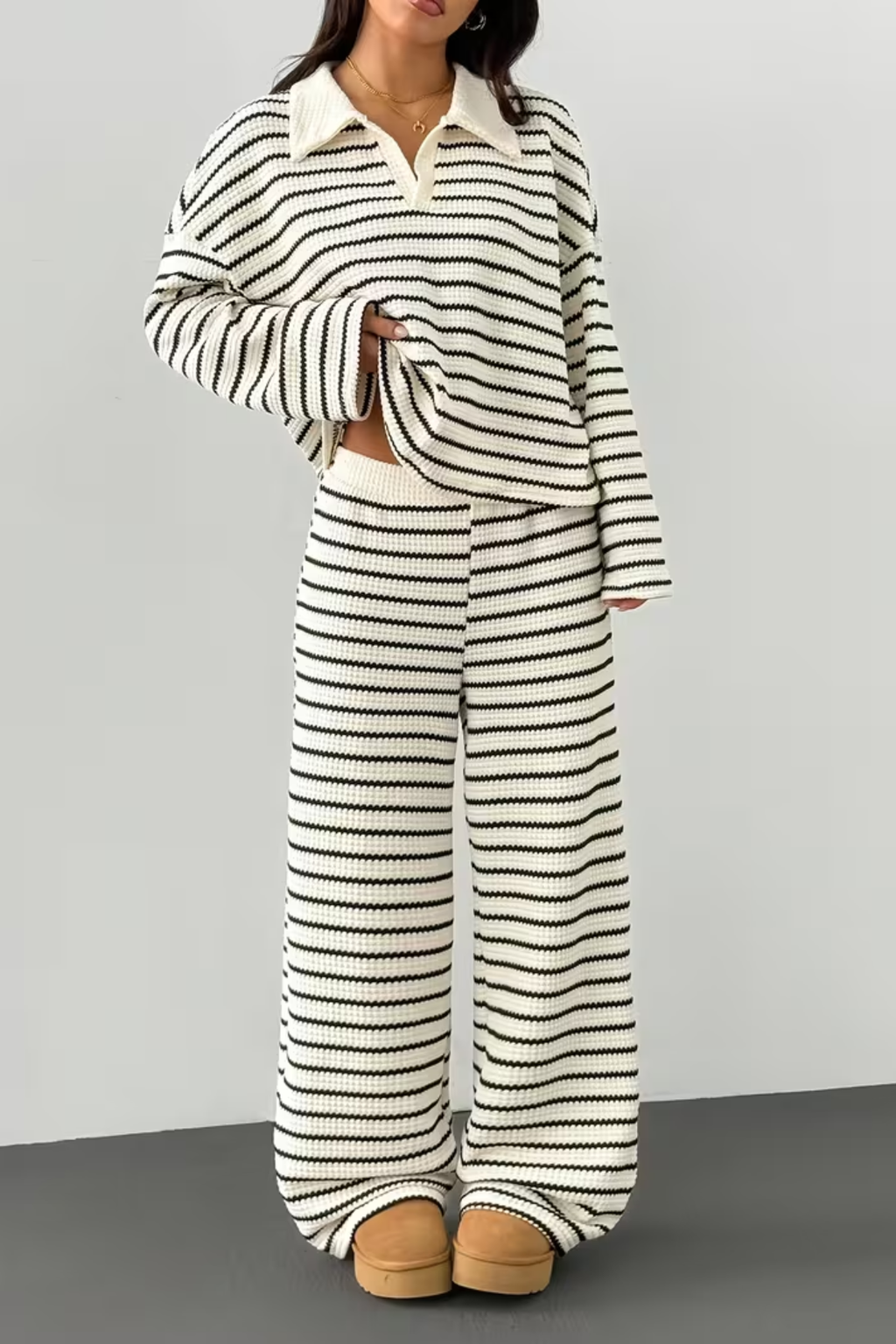 Striped Knit Two Piece Co-Ord Set