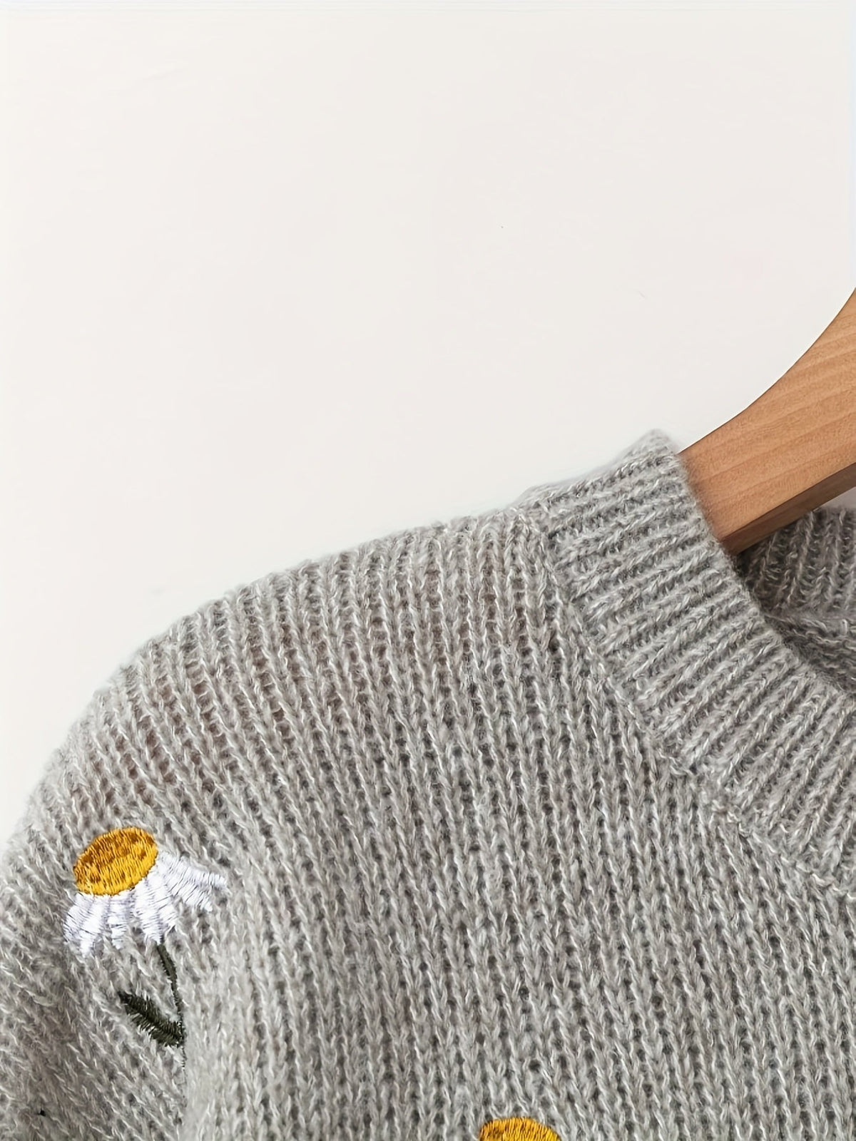 Embroidered Floral Crew Neck Knit Jumper