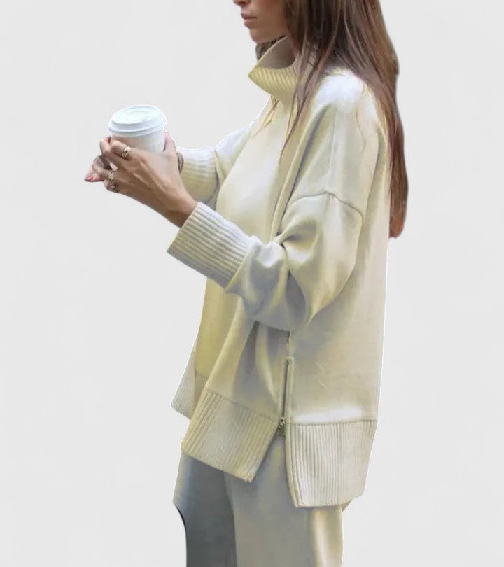 High Neck Knit Wide Leg Set