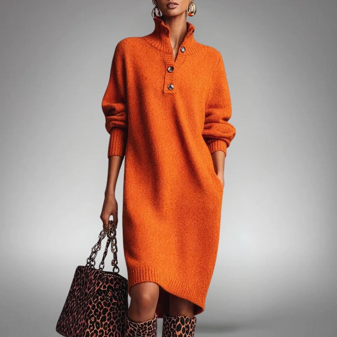Sophisticated High Neck Midi Dress