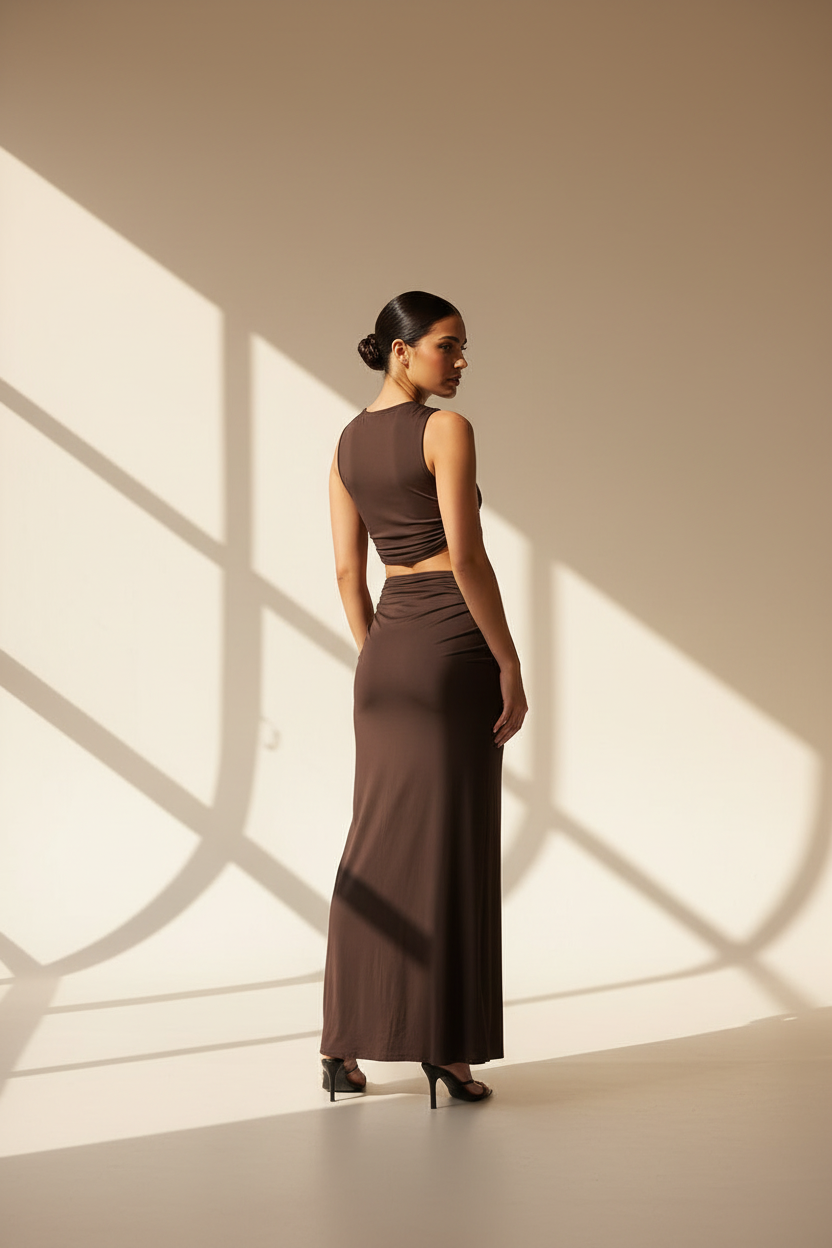 Ruched Maxi Skirt Co-Ord Set