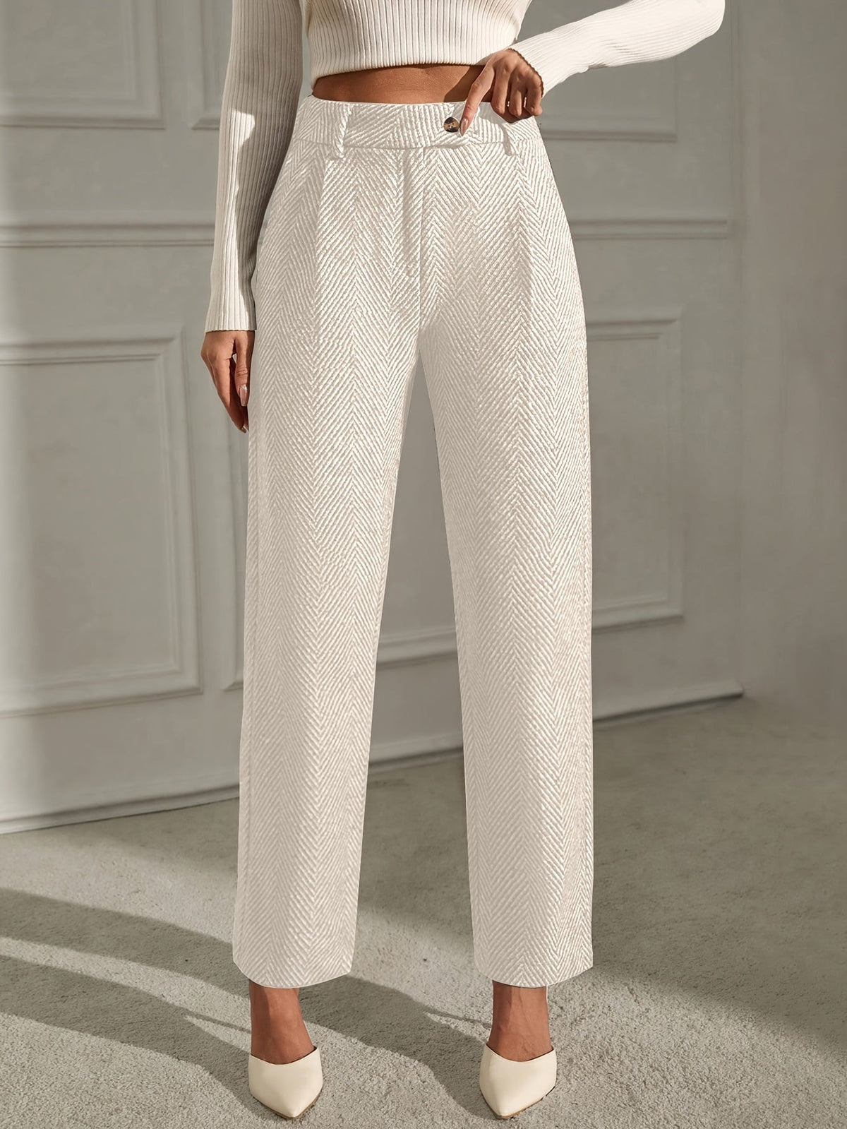 High Waist Straight Leg Trousers
