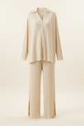Pleated Shirt Wide Leg Co-Ord Set