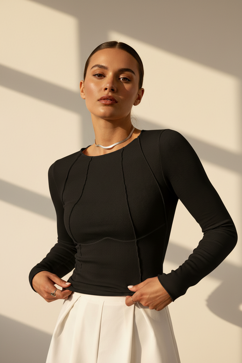 Ribbed Long Sleeve Top