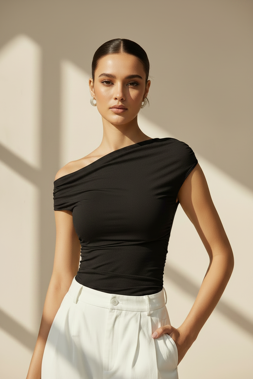 Asymmetrical Ribbed Tank Top
