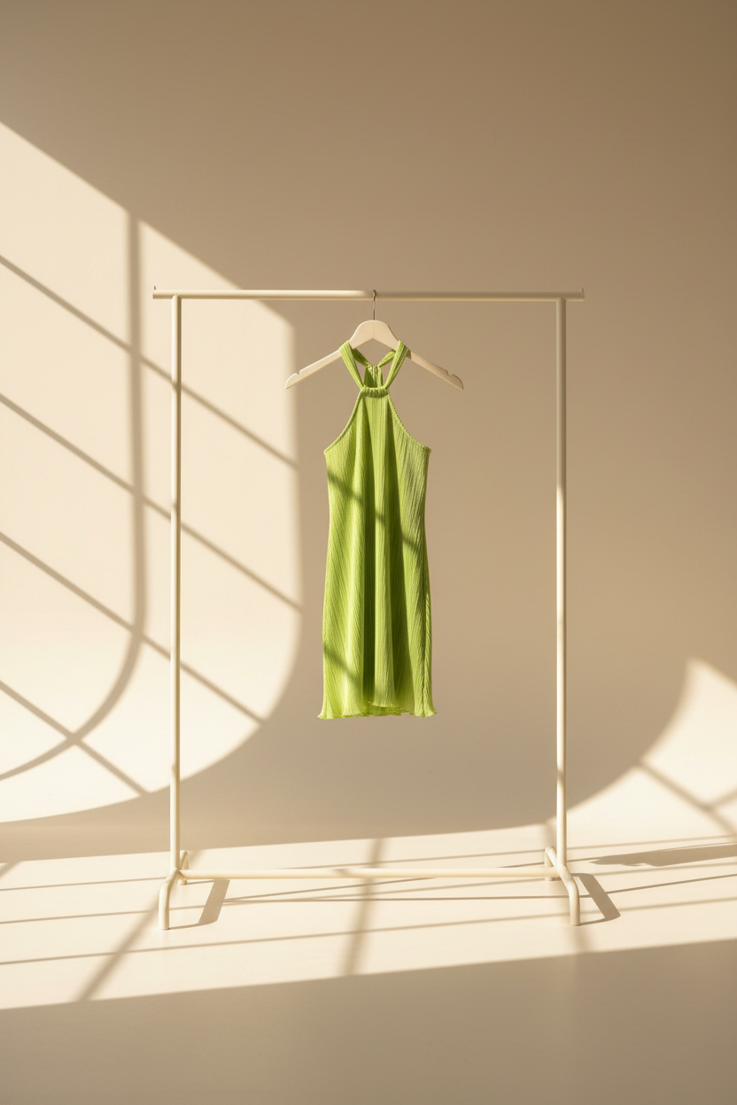 Pleated Halter Mini Dress