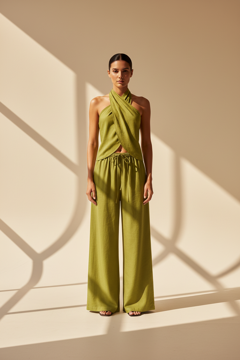 Striped Linen Blend Co-Ord Set