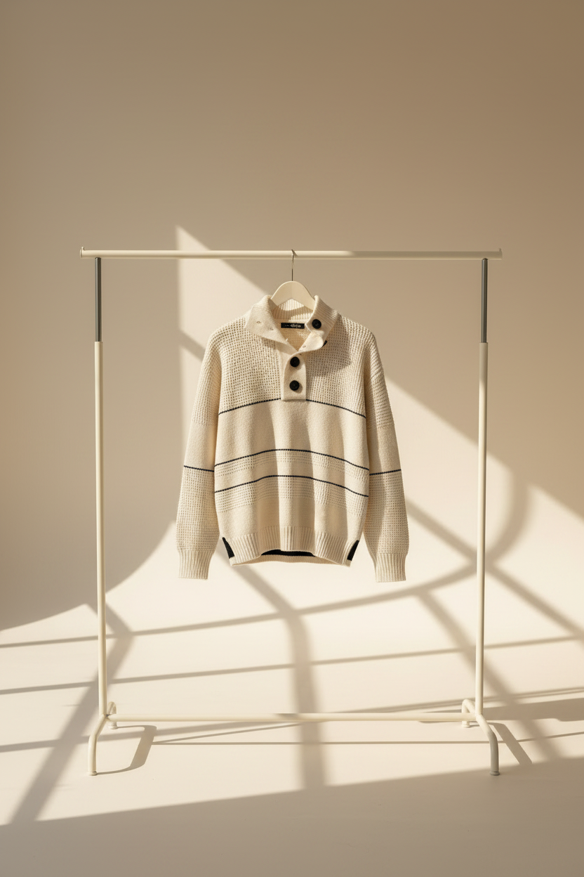 Open Collar Button Up Sweater