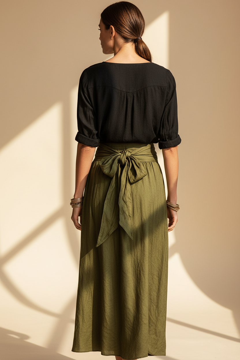 Tie Waist Maxi Skirt