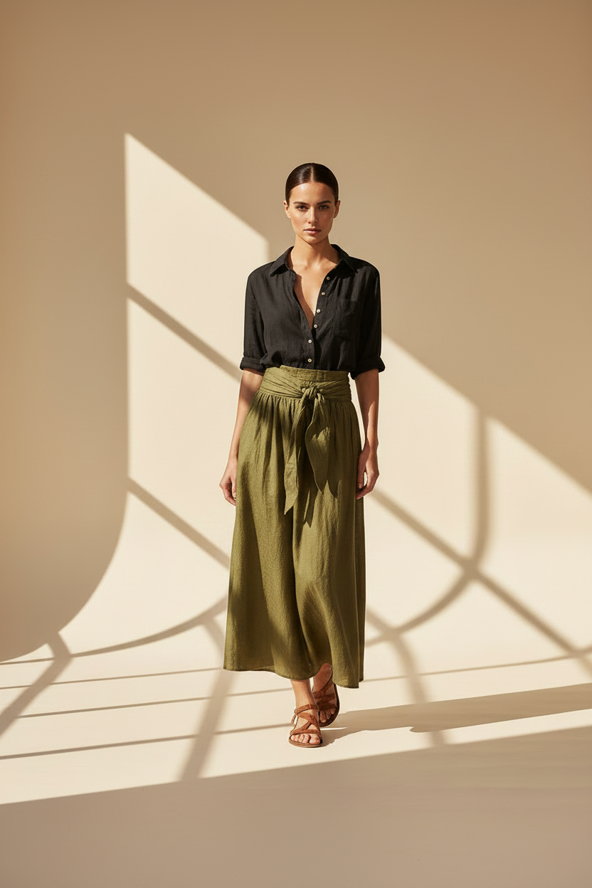 Tie Waist Maxi Skirt