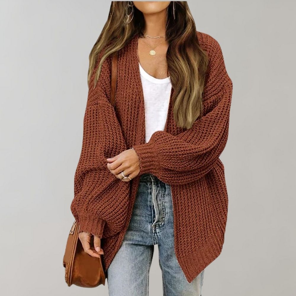 Open Front Textured Knit Cardigan