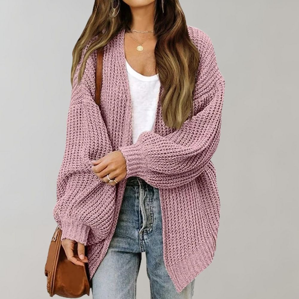 Open Front Textured Knit Cardigan