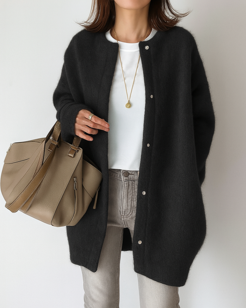 Longline Button Front Knit Cardigan