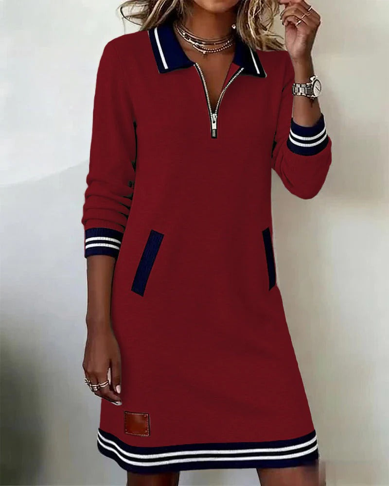 Half Zip Sweatshirt Mini Dress