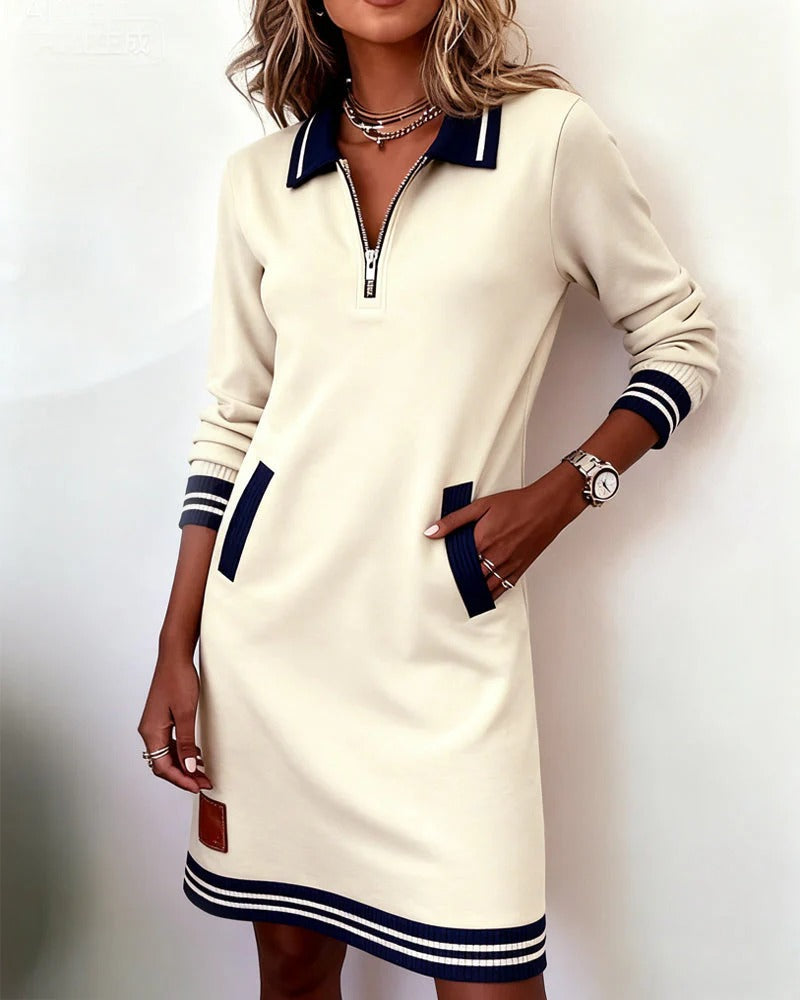 Half Zip Sweatshirt Mini Dress
