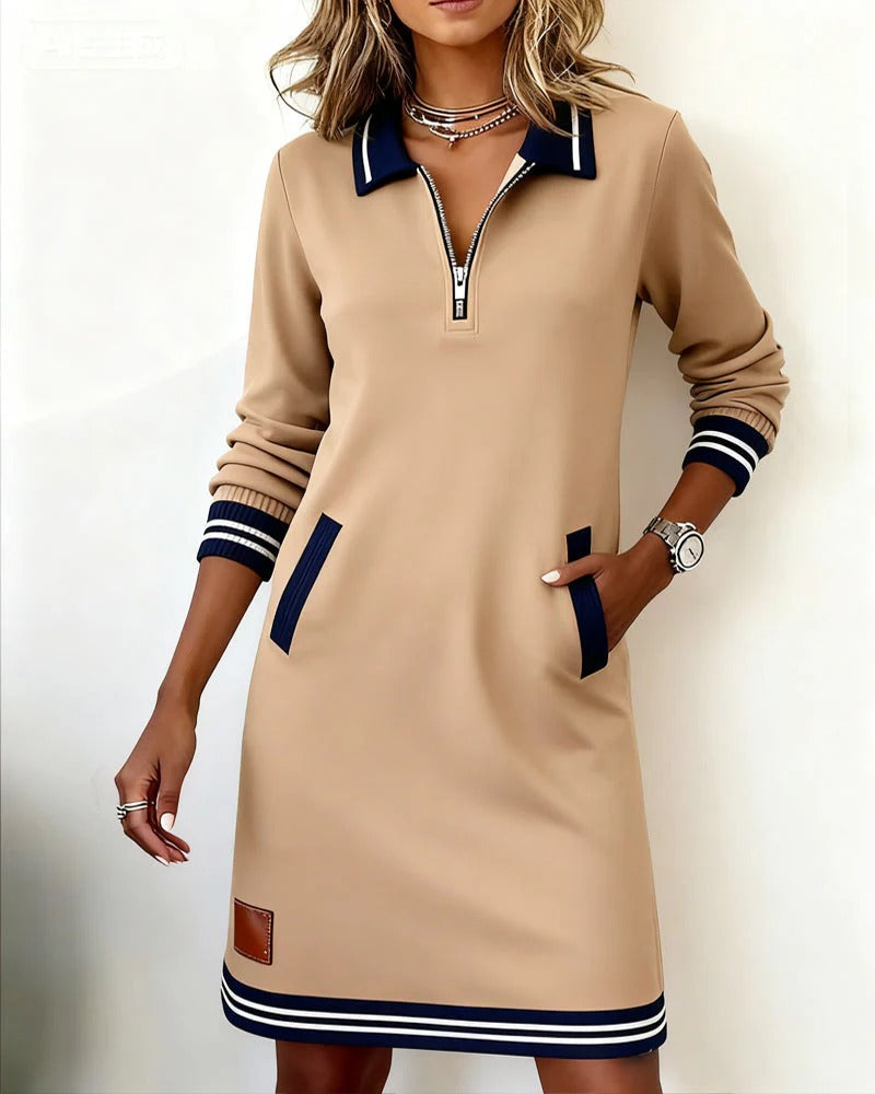 Half Zip Sweatshirt Mini Dress