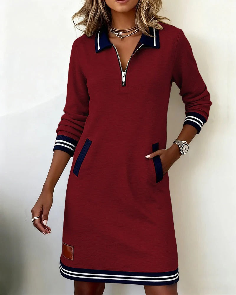Half Zip Sweatshirt Mini Dress