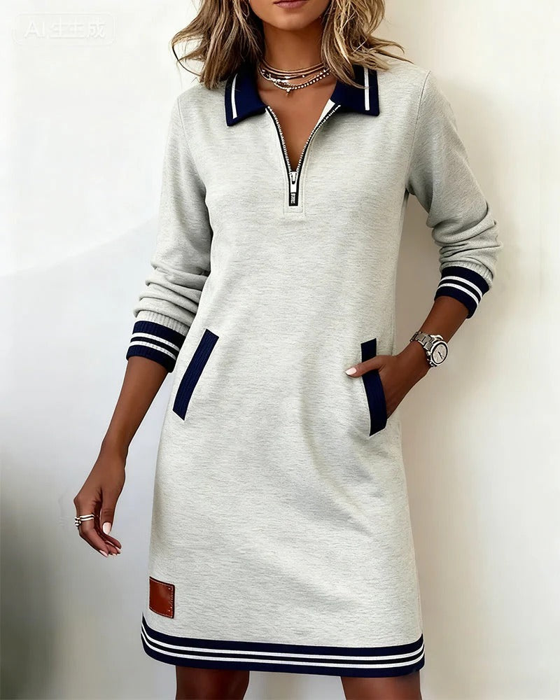 Half Zip Sweatshirt Mini Dress
