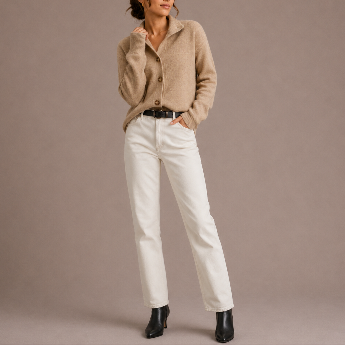 Collared Button Up Knit Cardigan