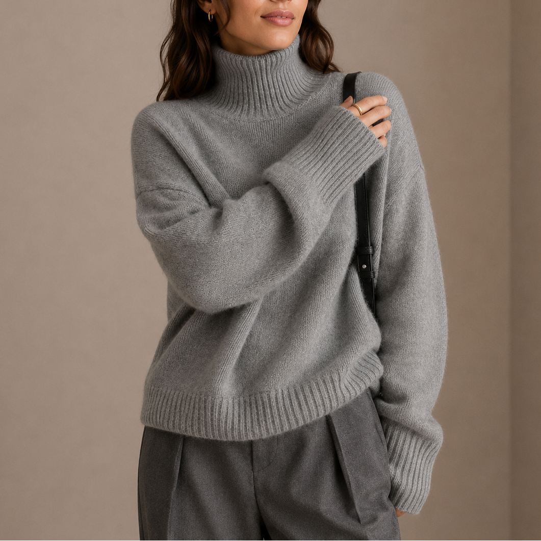Oversized Turtleneck Knit Sweater