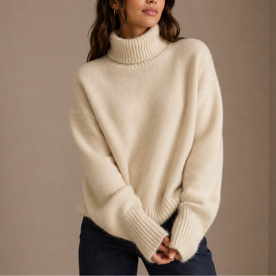 Oversized Turtleneck Knit Sweater