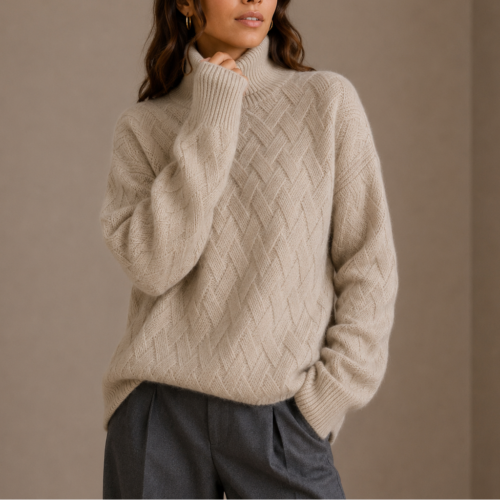 Textured Knit Turtleneck Sweater