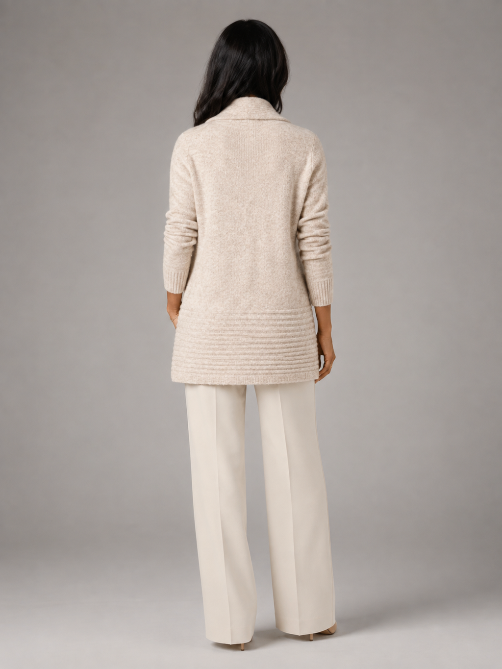 Shawl Collar Open Front Cardigan