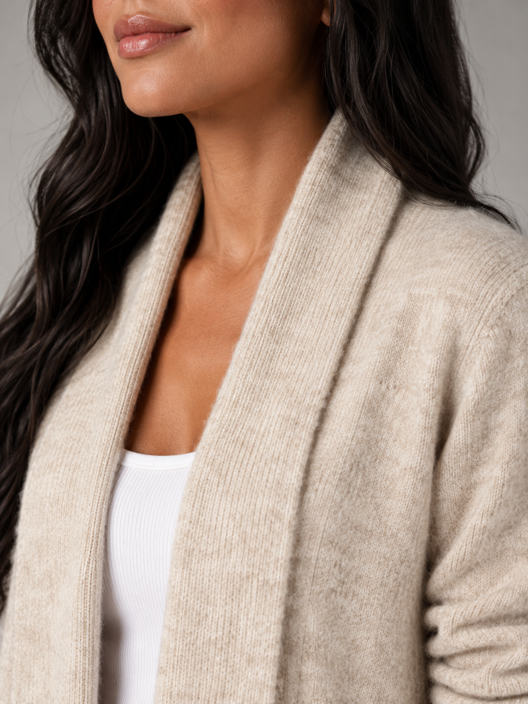 Shawl Collar Open Front Cardigan