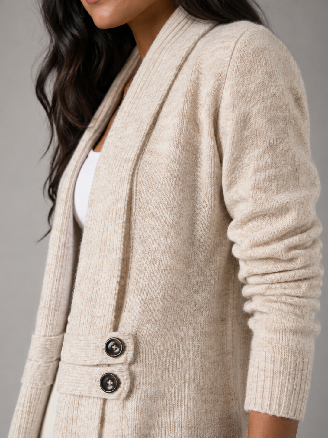 Shawl Collar Open Front Cardigan