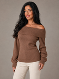 Off Shoulder Ribbed Knit Sweater