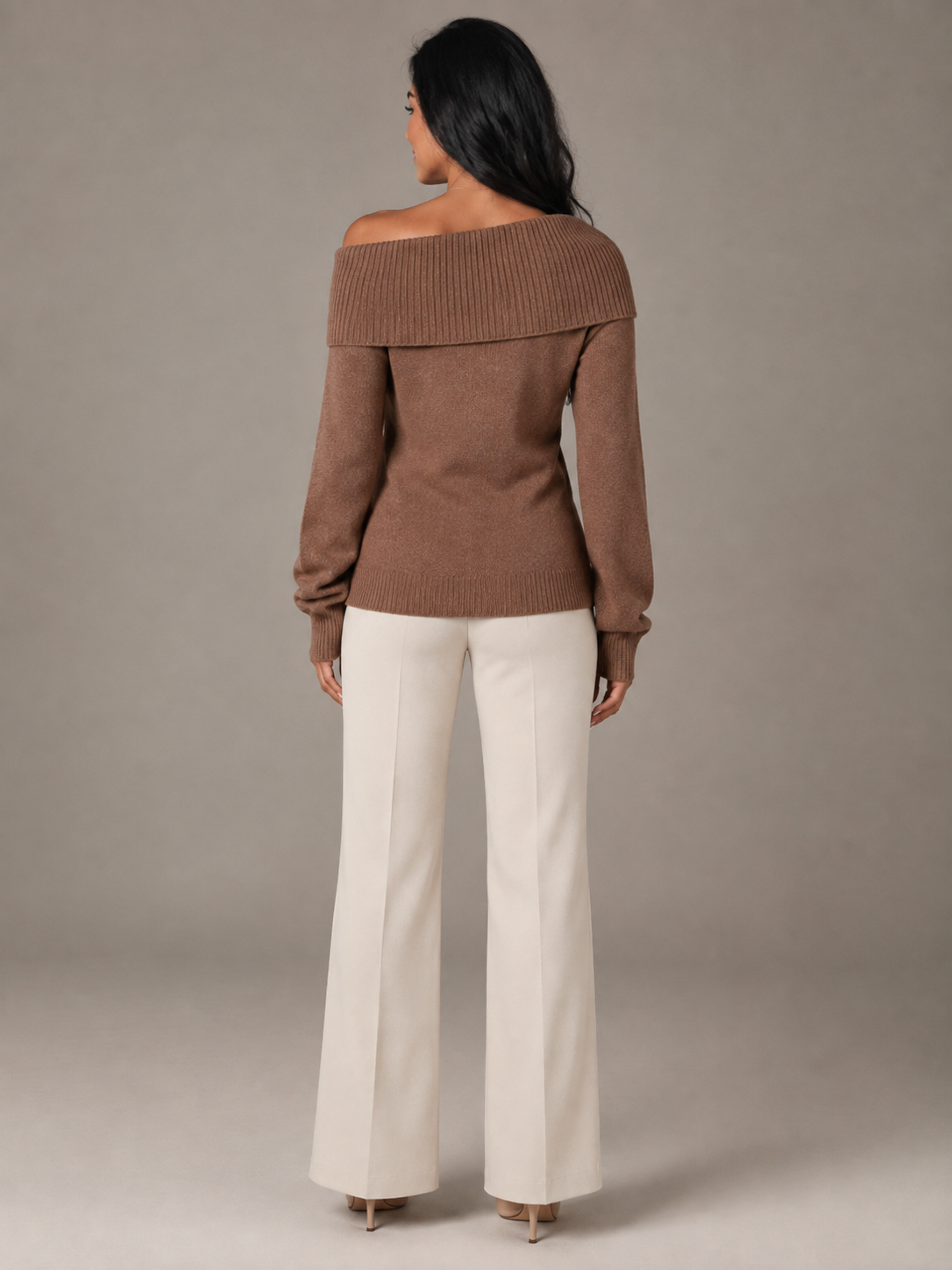Off Shoulder Ribbed Knit Sweater