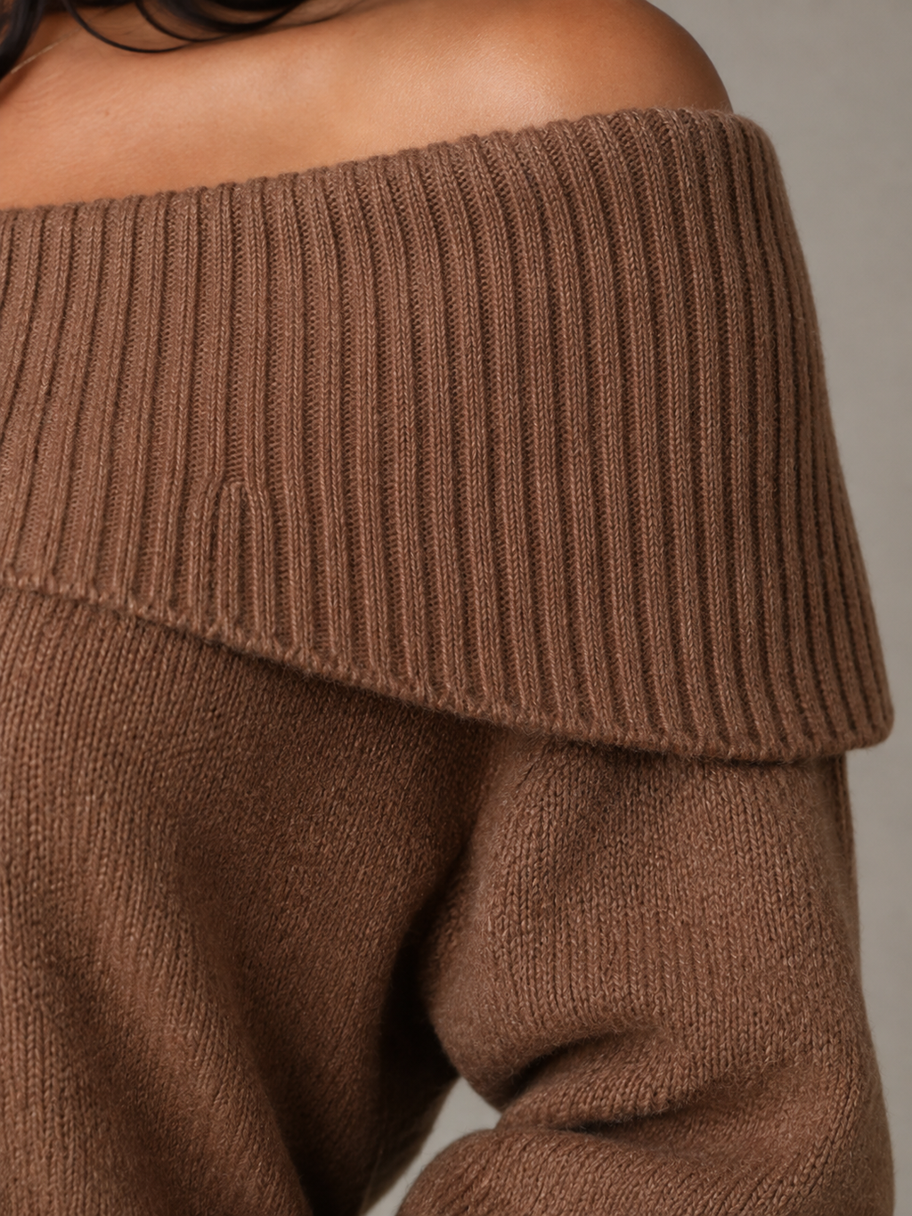 Off Shoulder Ribbed Knit Sweater