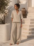 V-Neck Wide Leg Co-Ord Set