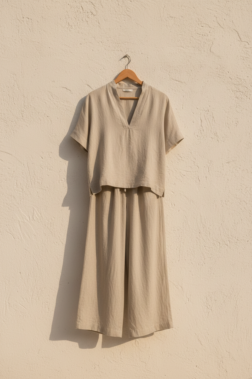 V-Neck Wide Leg Co-Ord Set