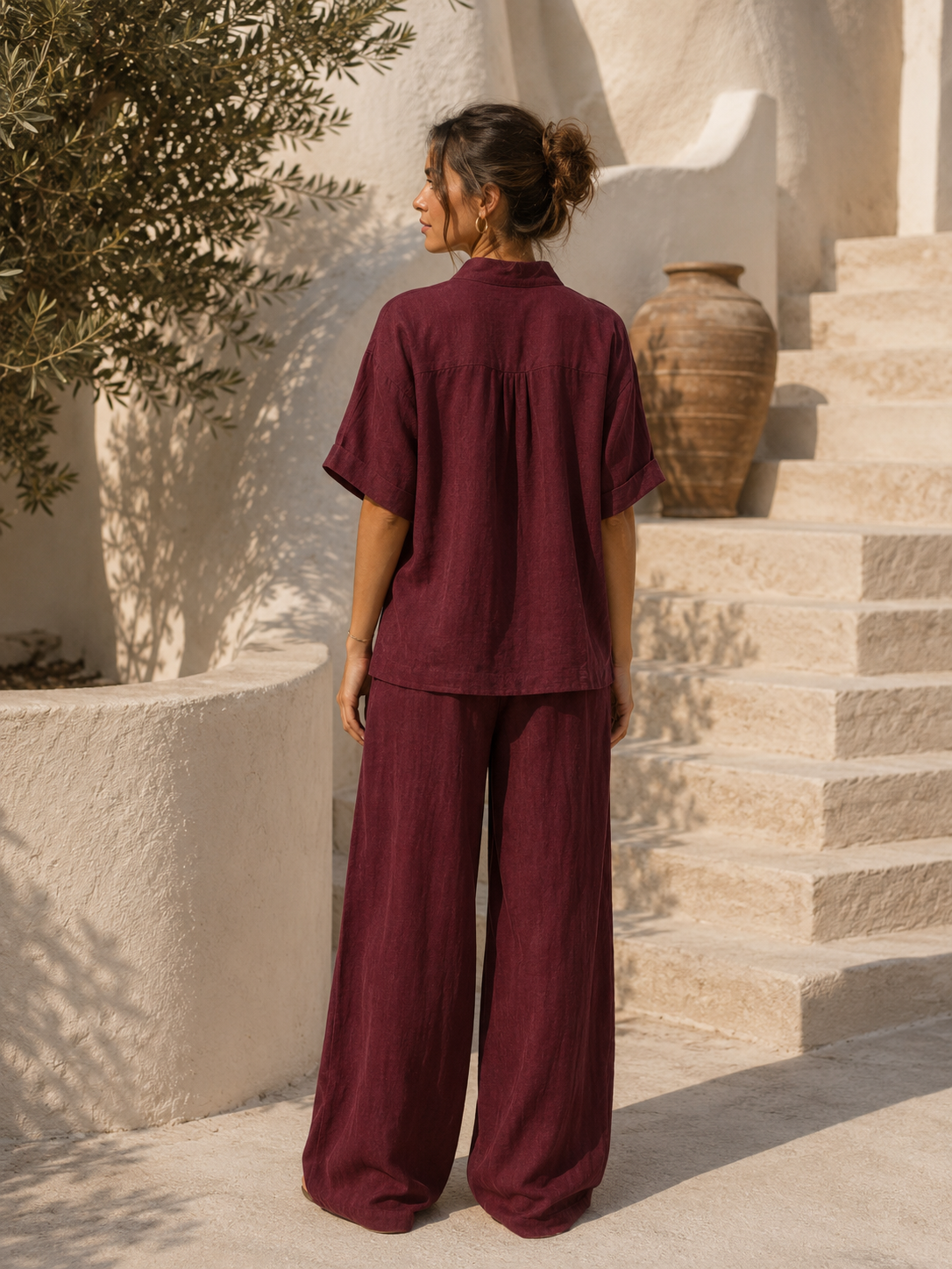 V-Neck Wide Leg Co-Ord Set